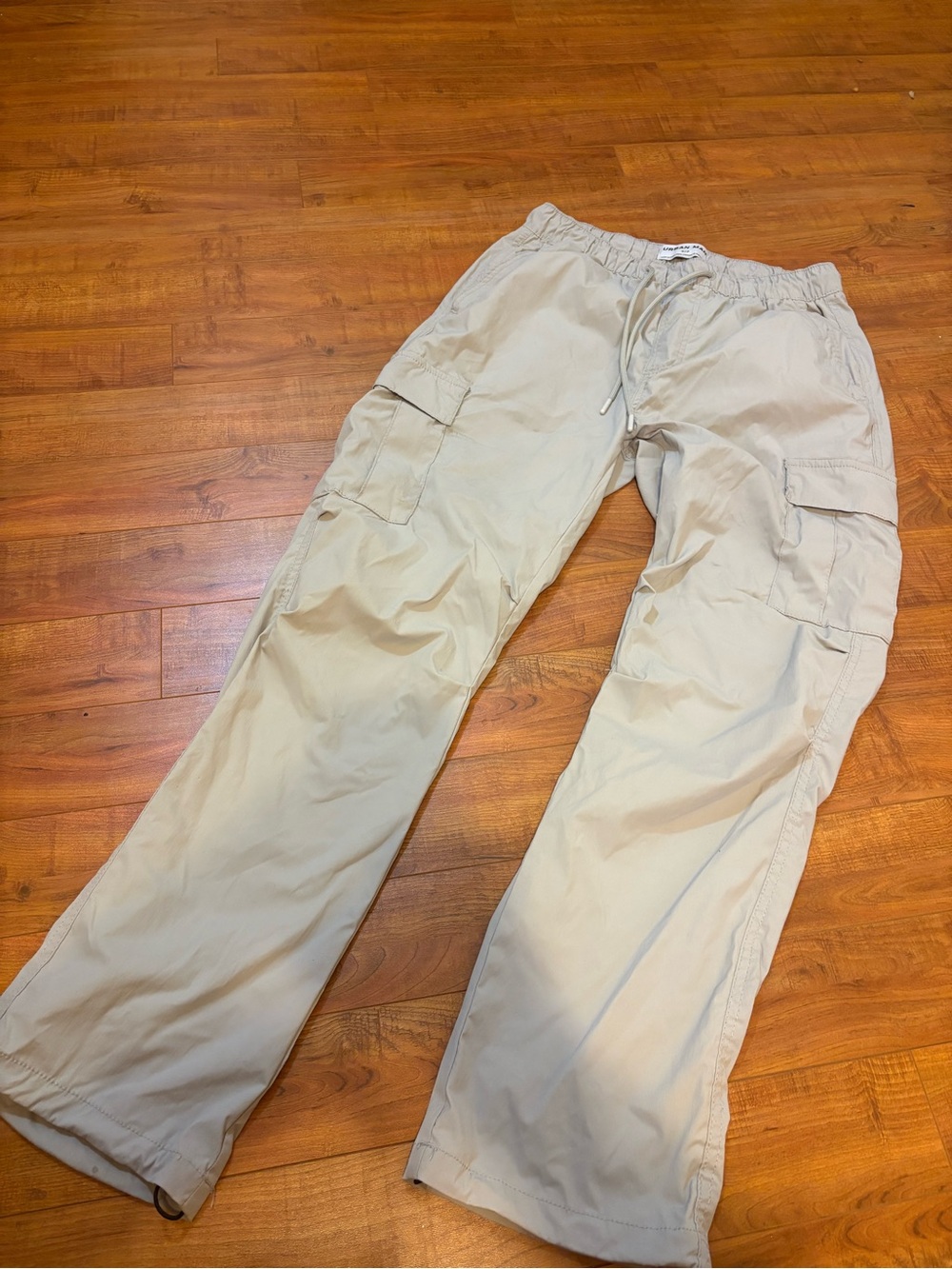 Urban Outfitters Men's Tan Cargo Pants with Drawstring Waist